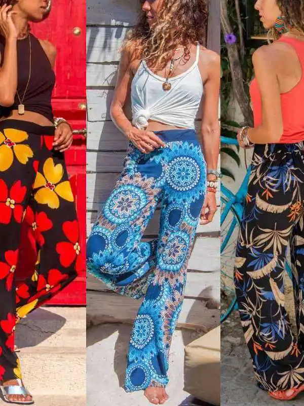 

New Women's Loose Harem Pants Wide Casual plus Size Floral Print Spring Autumn Polyester Fiber Low Waist Trousers