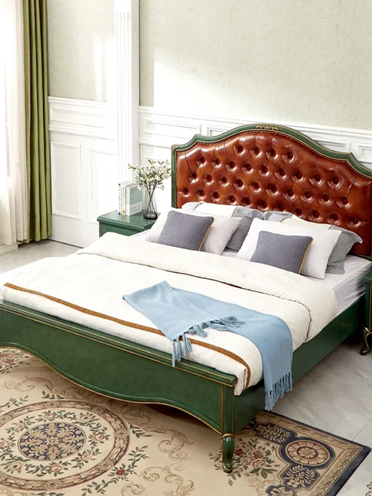 Massivholzbett, Doppel-Ehebett, einfaches Hauptschlafzimmerbett, 1,8 m, 1,5 m, leichter Luxus