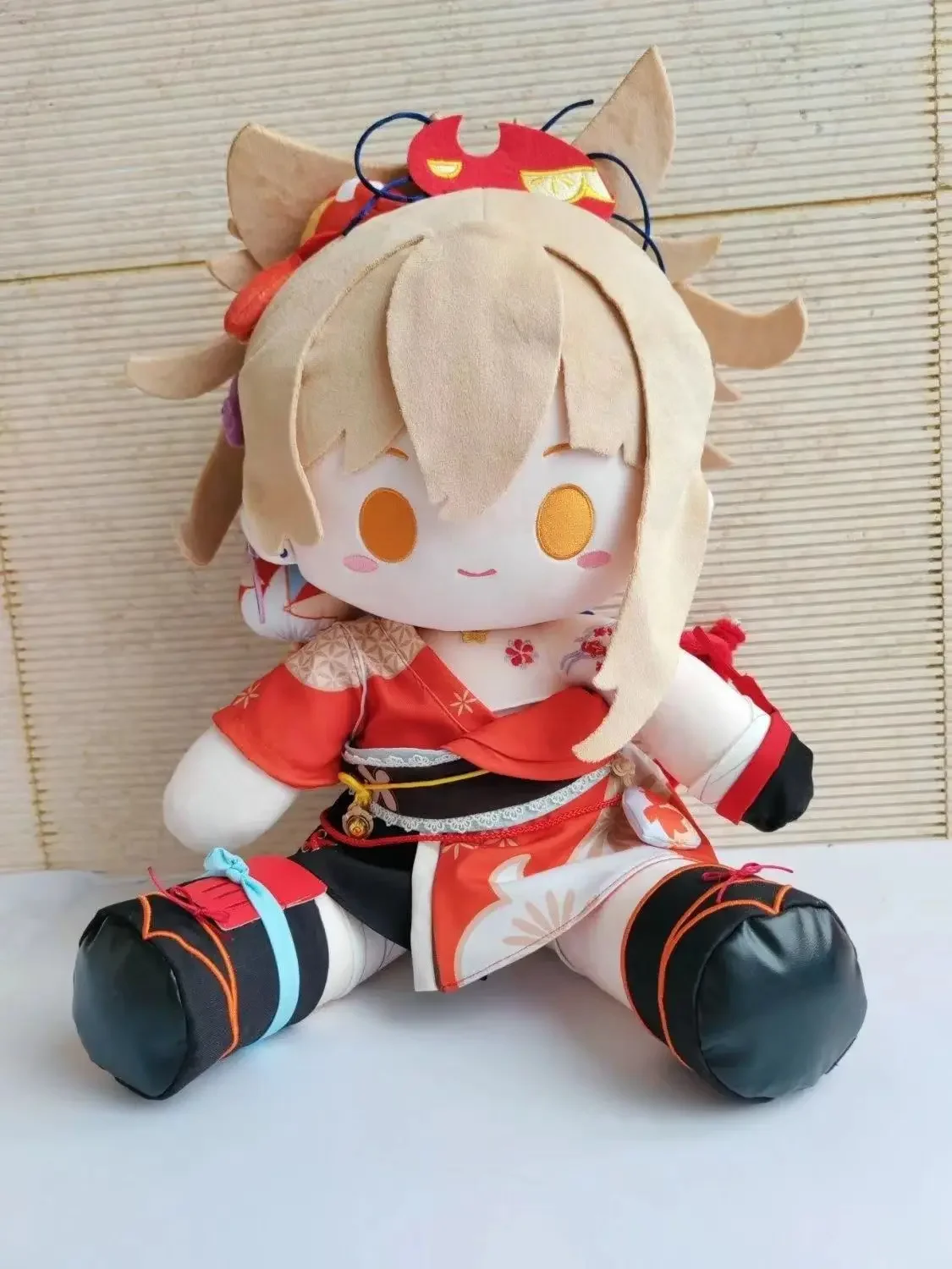 Game Genshin Impact Naganohara Yoimiya Cosplay Soft Plush Doll Body Dress Up Stuffed Toy Sitting Posture Plushie Pillow 40cm