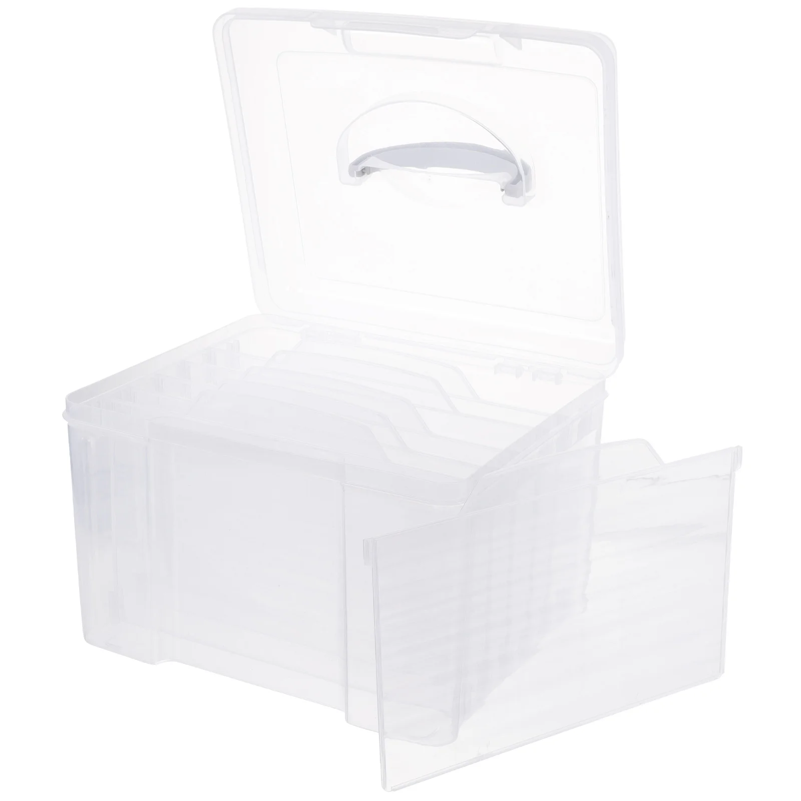 

Photo Storage Box Clear Organizer with Multi-Grids for Picture Craft Protection Portable Durable Photo