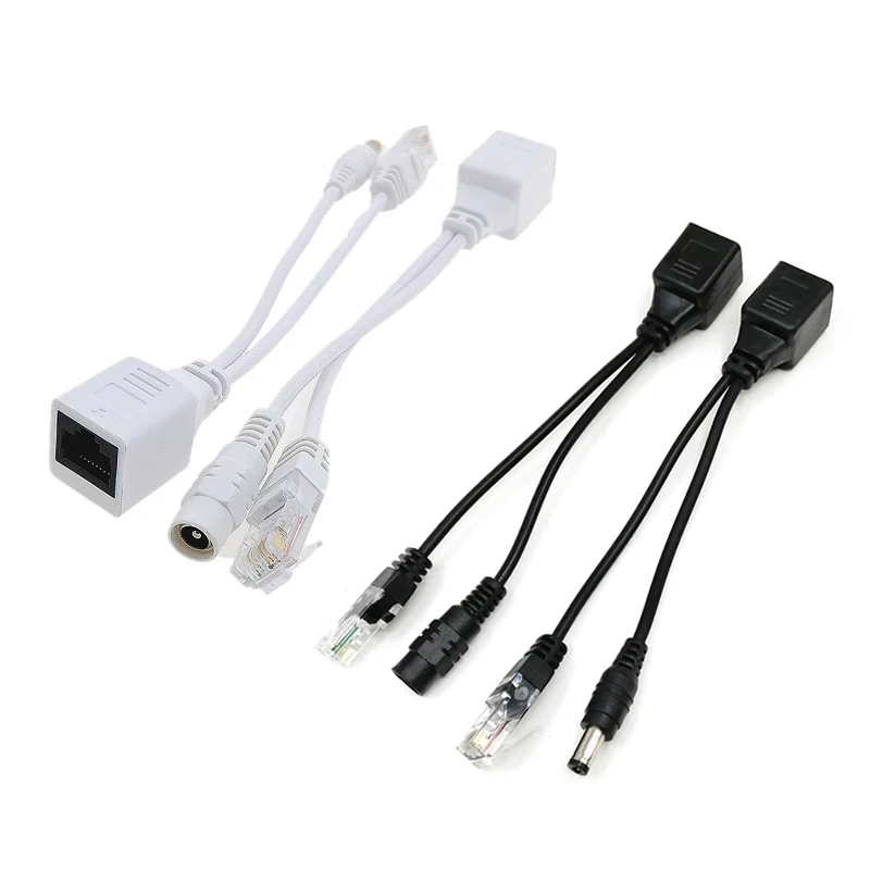 1 Pair Passive Power Over Ethernet Adapter Cable POE Cable POE Splitter RJ45 Injector Power Supply Module 12v for IP Camea