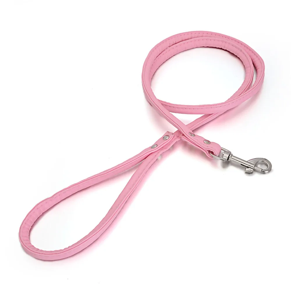 PU Leather Dog Leash Pets Dog Collar and Leash Rope Solid Running Buldog Belt Puppy Cat Dog Harness Lead Leashes for Small Dogs