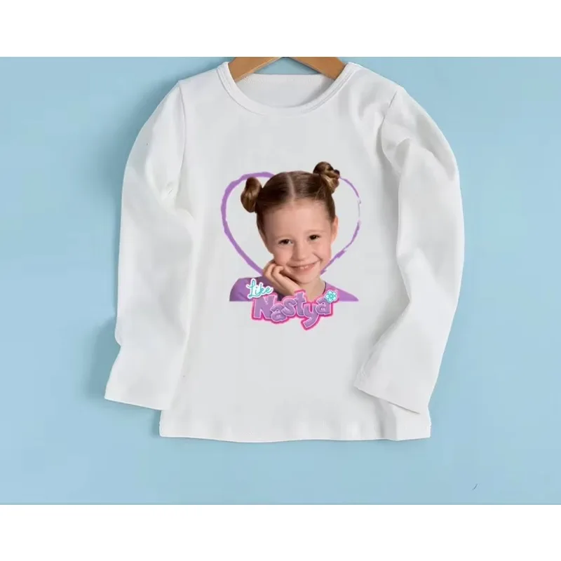 Funny Nastya Print  Kawaii  Children Clothes Autumn Baby and Girls Long Sleeve T-shirt