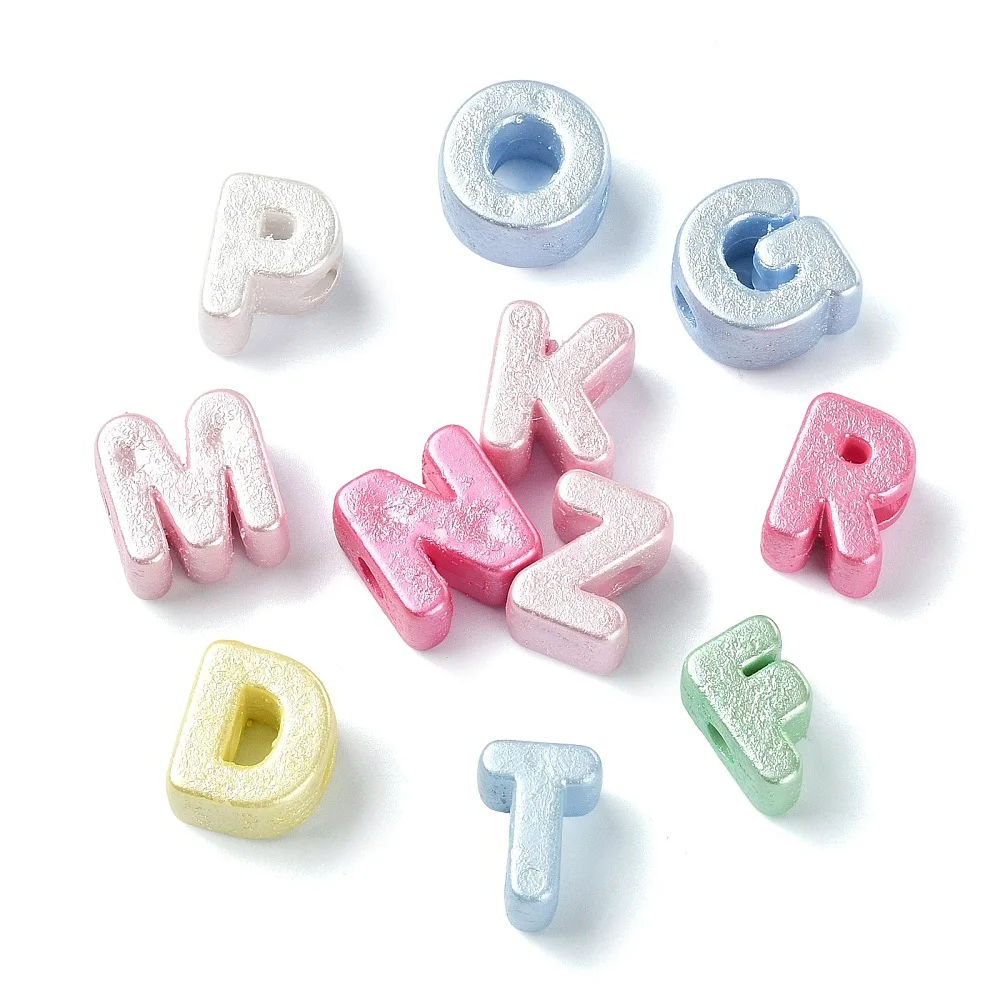 250g/set Mixed Iridescent Acrylic Alphabet Letter Beads Bulk Loose Spacer Beads for DIY Bracelet Necklace Name Craft Jewelry