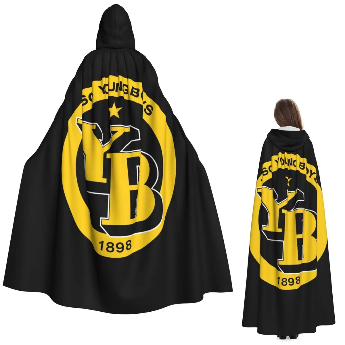 

BSC для молодых мальчиков, швейцарский футбол, спортивные болельщики, Берн, Швейцария, длинный плащ с капюшоном, средневековый костюм ведьмы, накидка для косплея, пальто на Хэллоуин