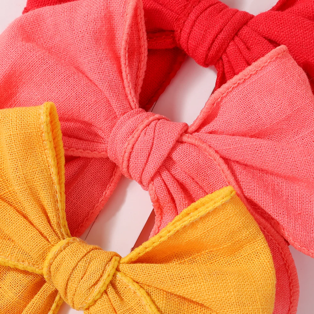 3 Teile/satz Baumwolle Cheer Bögen Haar Clips für Baby Mädchen Handgemachte Herbst Große Bowknot Sichere Haarnadeln Headwear Kinder Haar Zubehör – Detail 3
