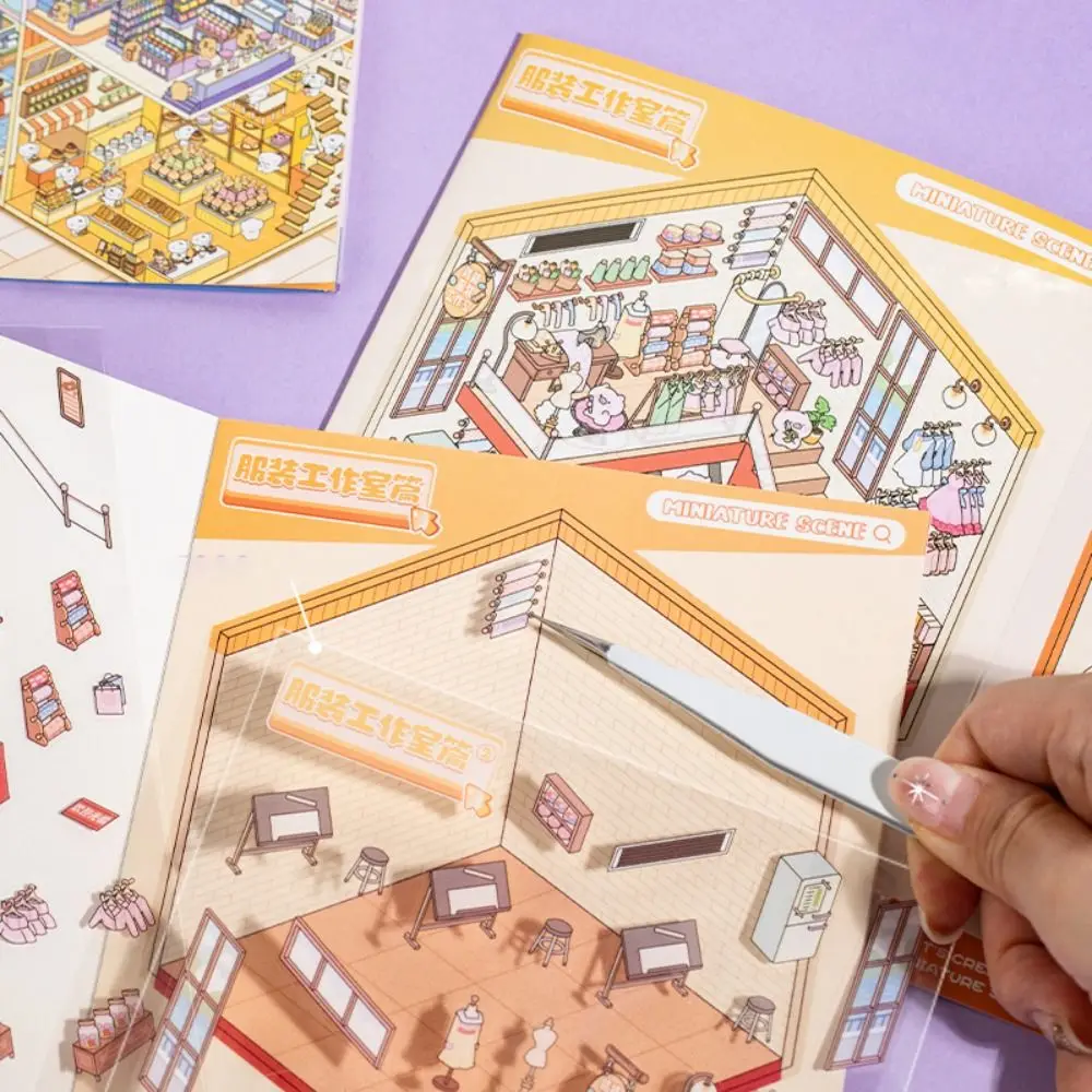 

6Sheets Scenes 3D Landscape Sticker Book 3D Stereoscopic Effect DIY Cabin Scene Sticker Stacking Pasting