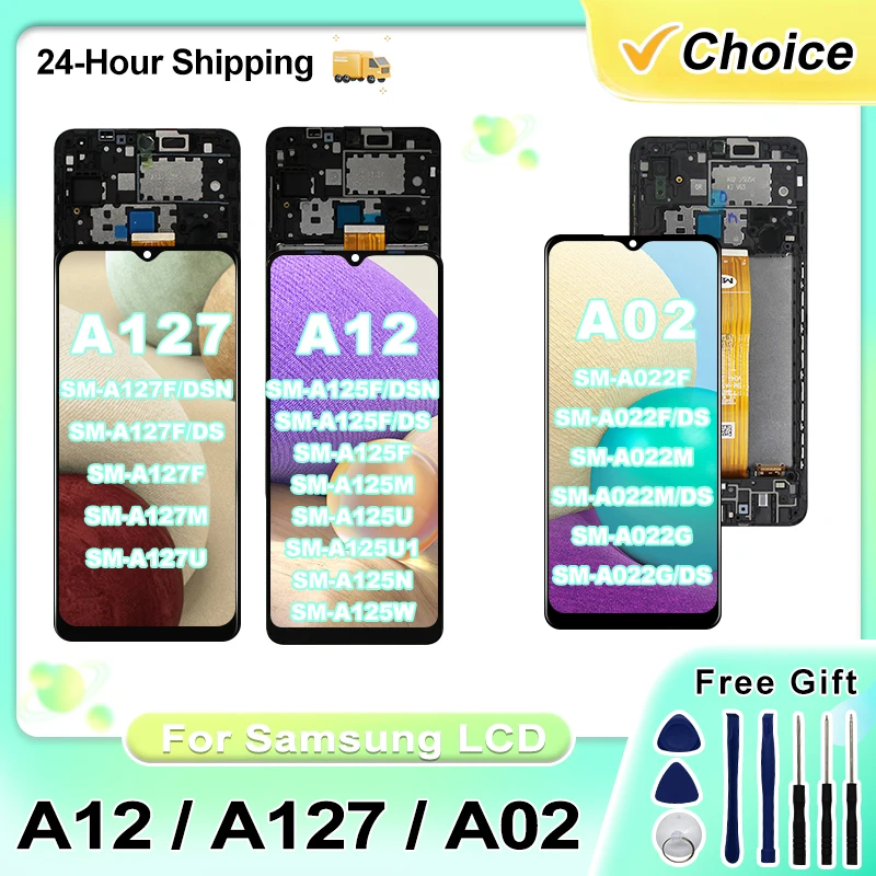 For Samsung Galaxy A12 Nacho LCD A127 A127F Display For A12 A125 A125F Touch Screen For A02 LCD A022 A022F Display Replace Parts