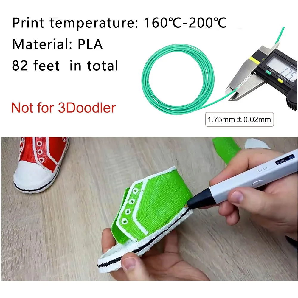 25M PLA PCL 3D Printing Pen Consumables Colored Odorless Safety Plastic Filament Diameter 1.75mm For 3D Printing Pen