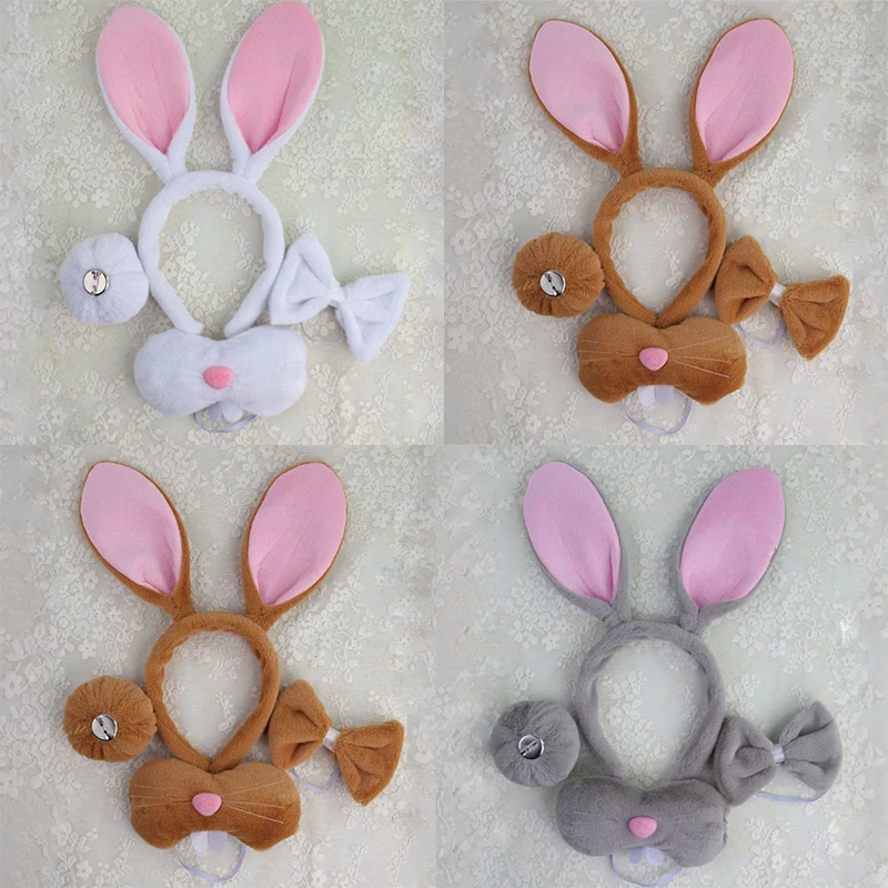 1Set Easter Bunny Ears Headband Cartoon Cute Rabbit Ears Headband Children Party Cosplay Halloween Costume Accessories Gifts