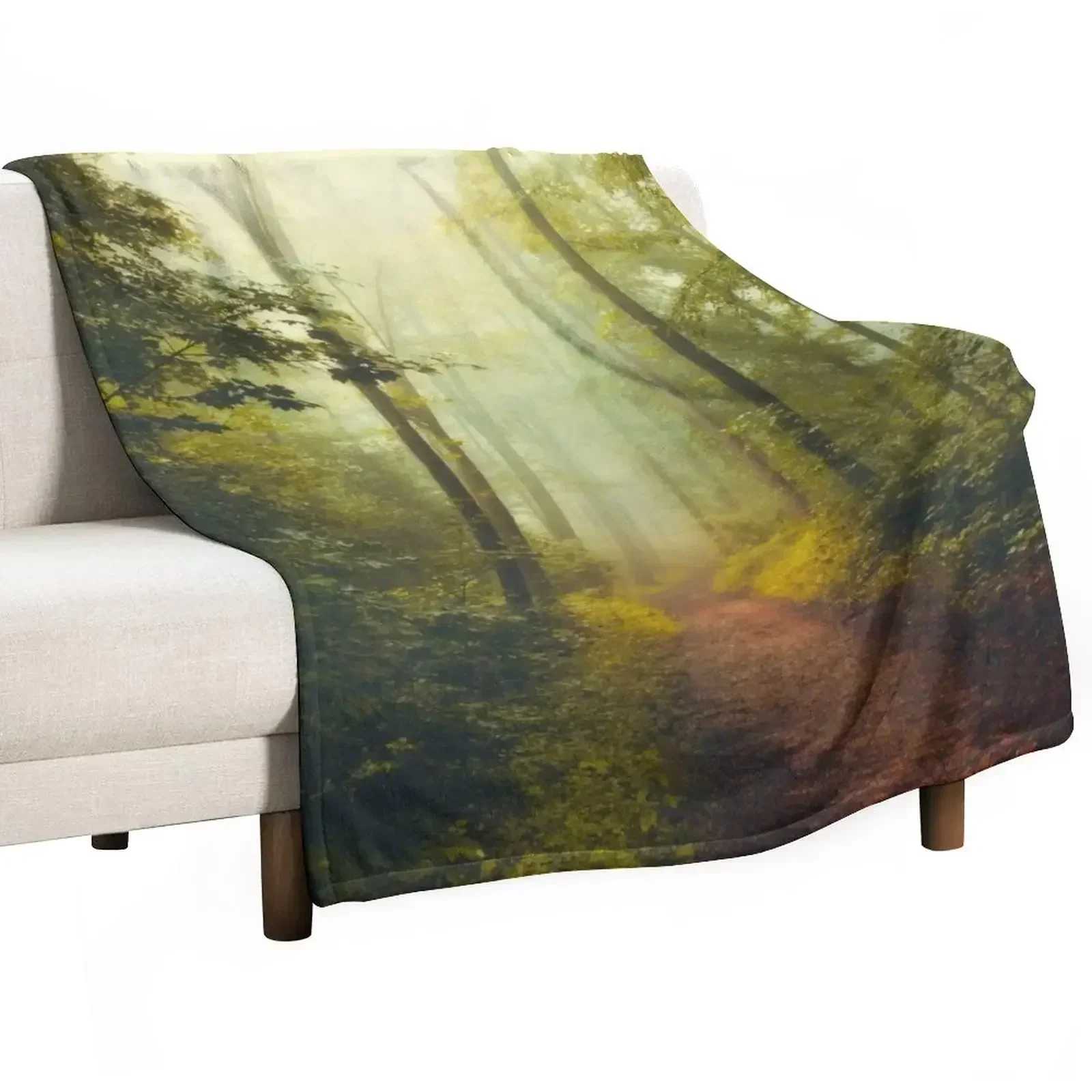 

deeper and deeper - misty spring forest Throw Blanket Softest for babies blankets and throws Blankets