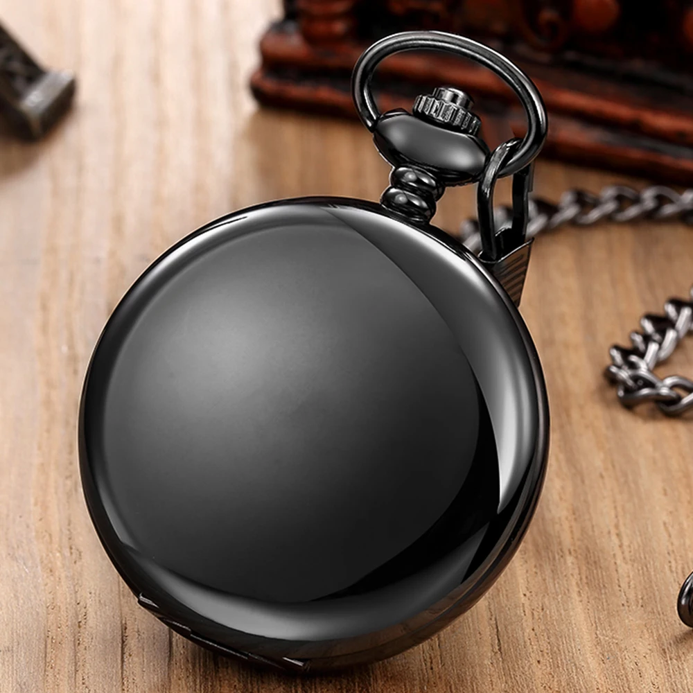 Smooth Mechanical Pocket Watch Mens Womens Necklace Clock Metal Stainless Steel Pocket Watches Pendant and FOB Chain Unisex Gift