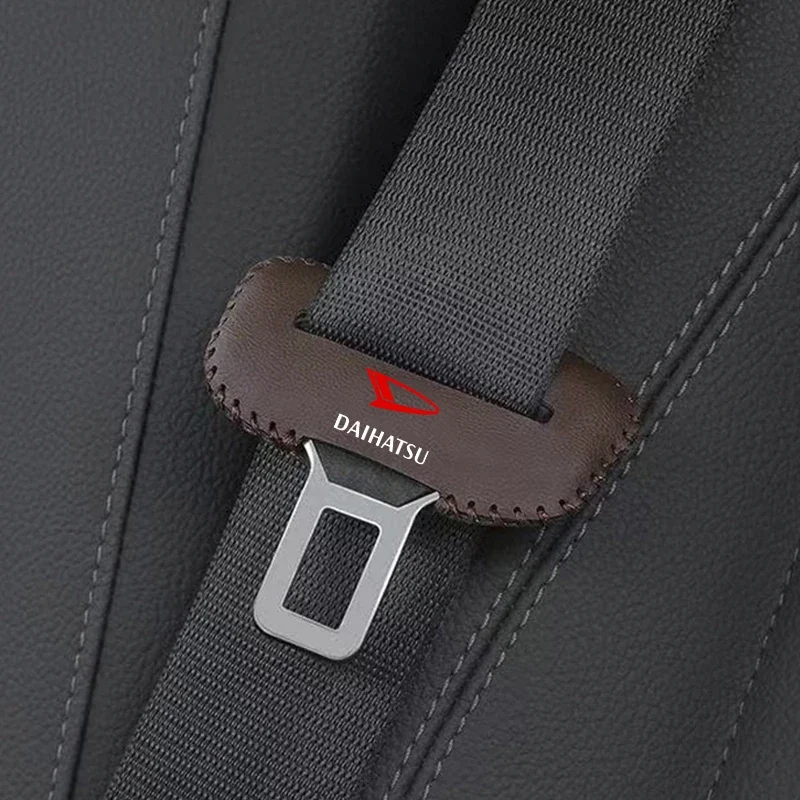 Leather Car Seat Belt Buckle Clip Cover Protector Anti-Scratch Case For Daihatsu Sirion Feroza Emblem Trevis Taft Terios Mira