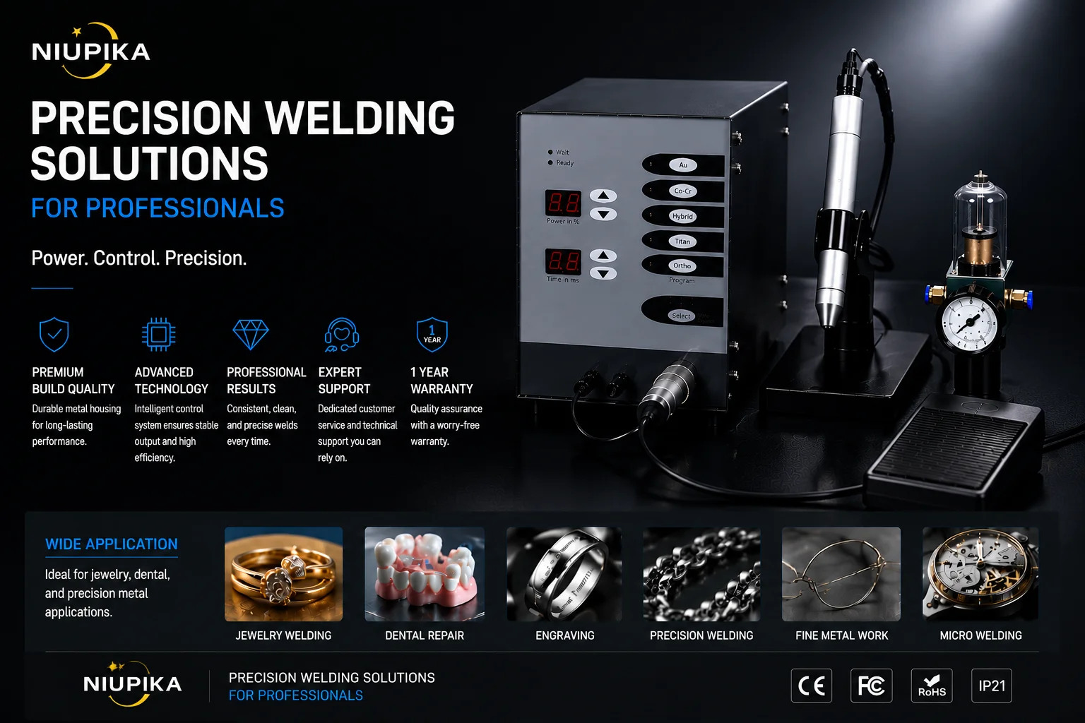 NIUPIKA ARGON ARC SPOT WELDER MACHINE PRECISION MICRO WELDING FOR JEWELRY GOLD SILVER TITANIUM DENTAL REPAIR METAL WORK PU 2027