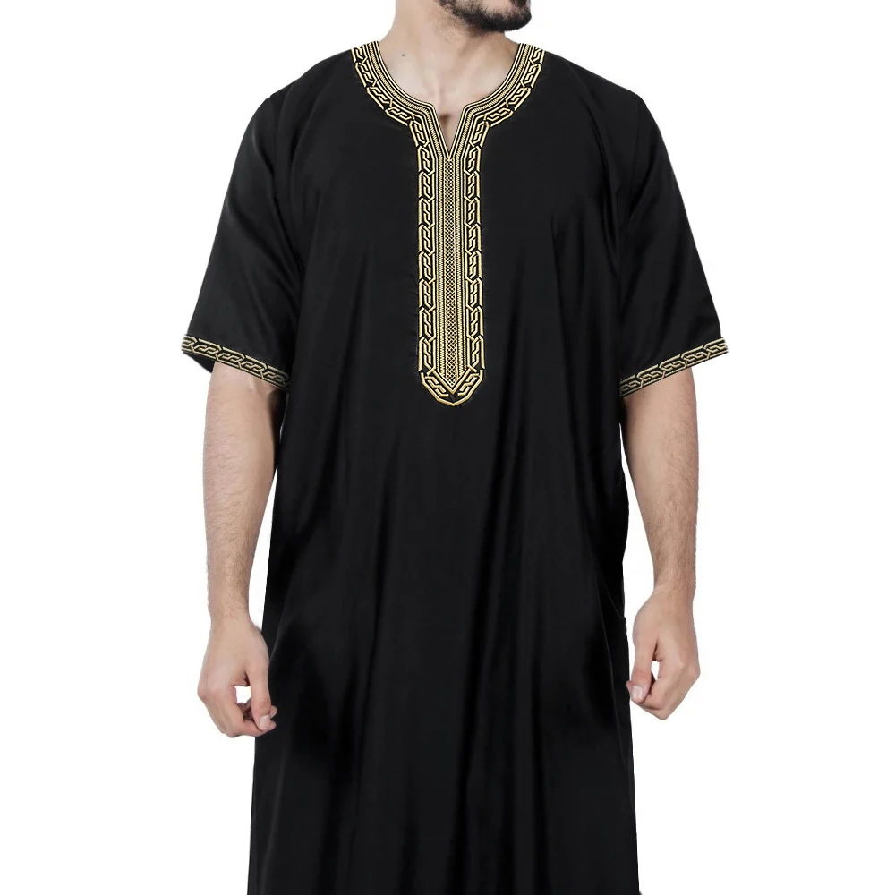 2025 Embroidered Traditional Men Gandoura jalabiyas jubbah Muslim men's thobe Morocco thobes islamic clothing Ramadan robe abaya