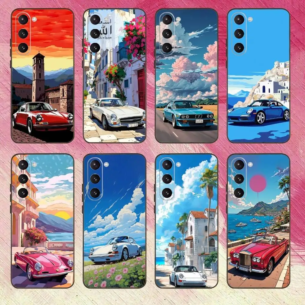 

Comic c-car scenery Phone Case For Samsung Galaxy A73,A72,A71,A70,A53,A52,A51,Others Soft Black Cover