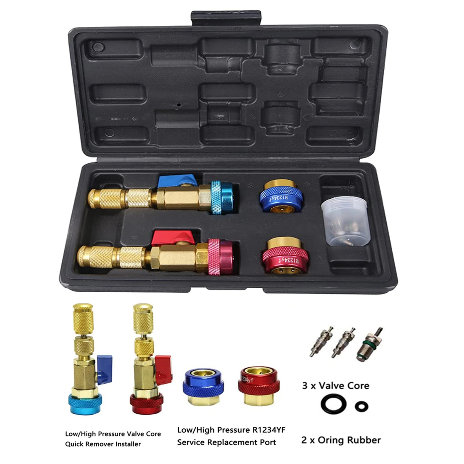 R134A/R1234YF Valve Core Remover Installer High Low Pressure Repair Tool for Standard and JRA Valve Core Couplers