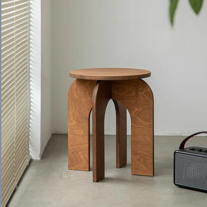 

#k forRetro Wooden Leisure Stool Vintage Style Arched Side Table Minimalist Home Decor Stool for Living Room*