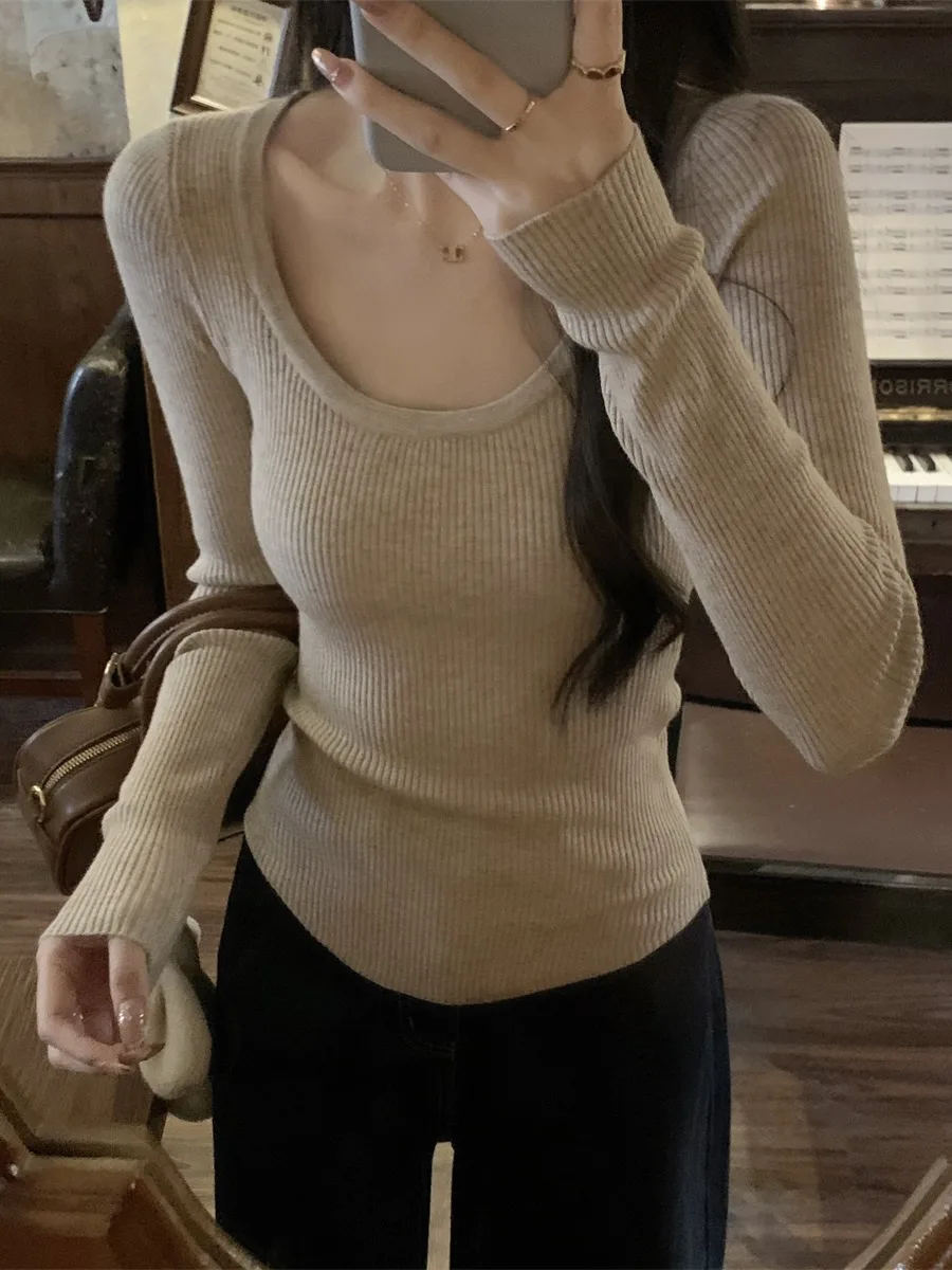 شيك U-Ne محبوك سترة المرأة الخريف الشتاء سليم صالح قاعدة طبقة علوية Faionable تنوعا طويلة Sve التريكو الحراري