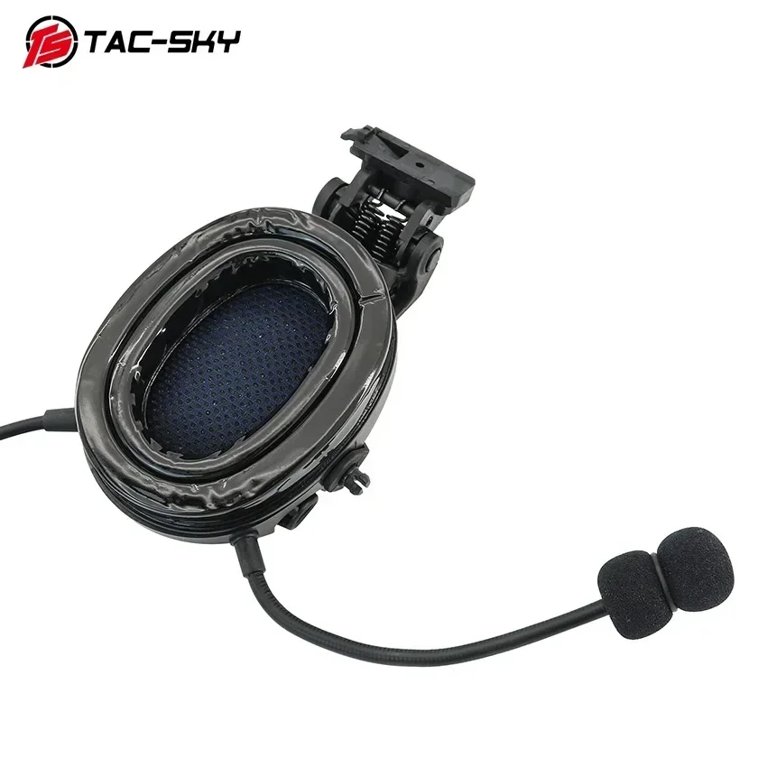 TAC-SKY Taktyczny zestaw słuchawkowy ARC Rail Mount Silikonowe nauszniki Jednostronny zestaw słuchawkowy z U94 PTT do radiotelefonów Baofeng UV5R UV82
