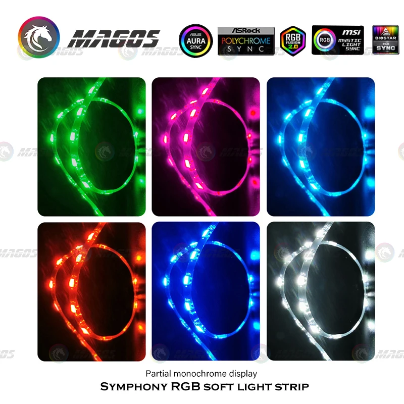 COOLMOON 40cm RGB LED elastyczny pasek światło magnetyczne 5V ARGB M/B synchronizacja podwozia ozdoba dla obudowa PC gracza DIY szafka