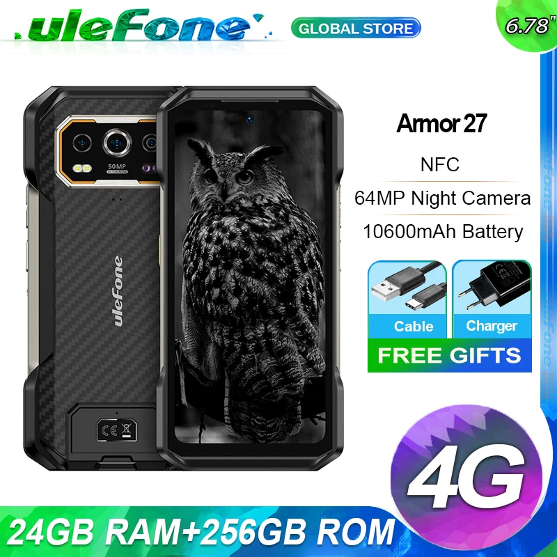 【World Premiere】 Ulefone Armor 27 4G 10600mAh Rugged Phone 24GB+256GB  Android 14 Smartphone 6.78
