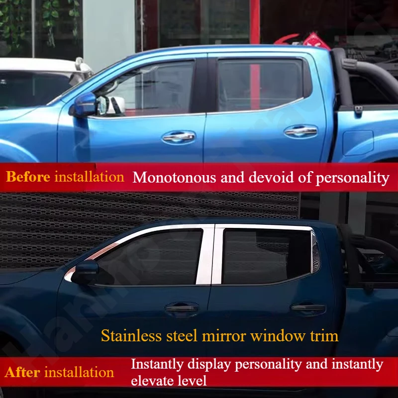 for Nissan Navara 2019-2020-2021 Stainless steel pickup truck window decorative bright strip