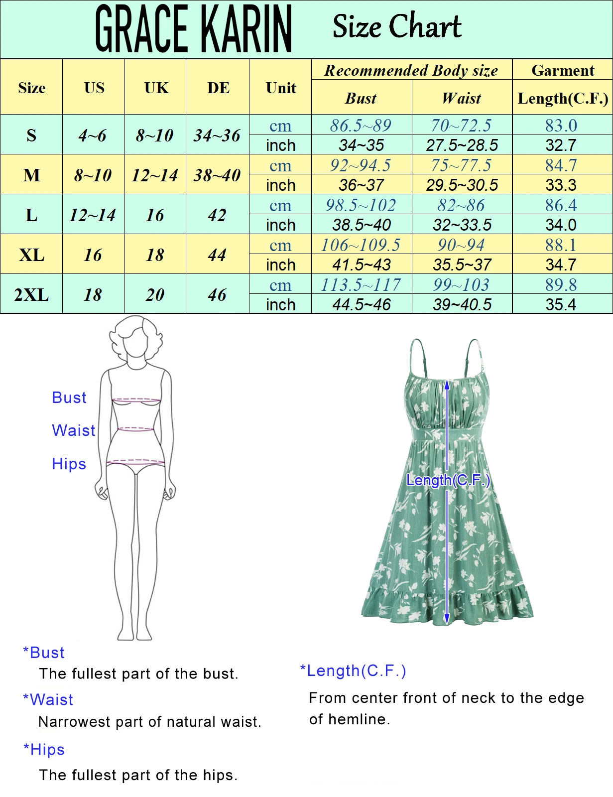 GK 여성용 정의 허리 캐미 드레스, 스파게티 스트랩, 프릴 밑단, A 라인 드레스