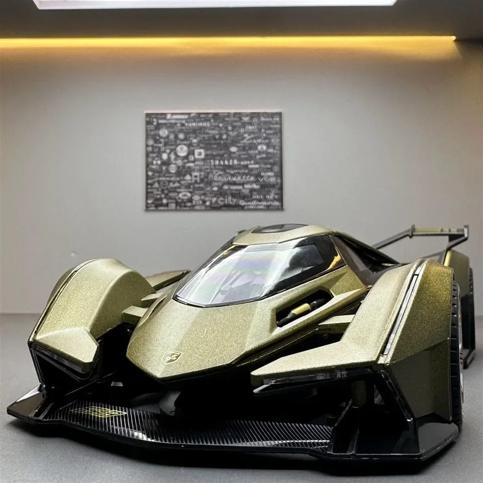

1:22 Lambos Vision Gran Turismo V12 GT модель из сплава, литая под давлением звук, супер гоночный подъемный хвост, горячее колесо автомобиля для детей, подарки