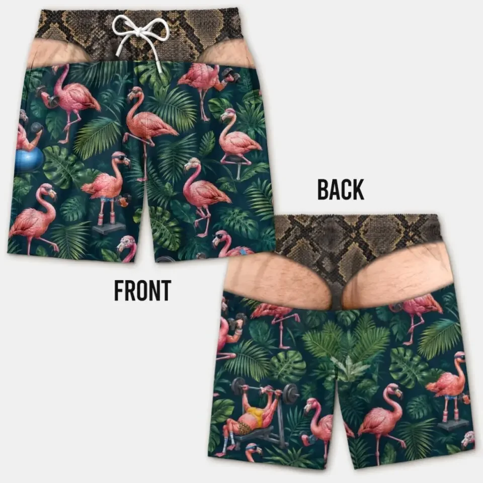 Lustige 3D-Shorts mit Haarigem Po-Print für Männer, Elastischer Kordelzug, Neuartige Badehose, Schnelltrocknend, für Poolparty und Urlaub, Größen S-6XL – Detail 3