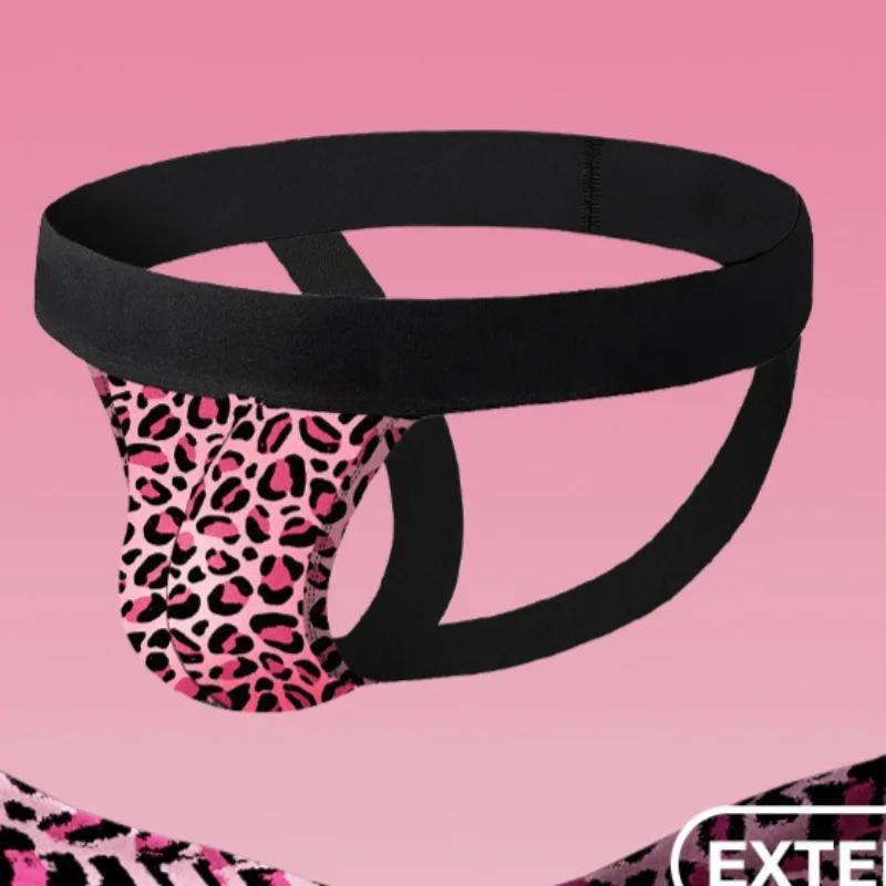 

Leopard Print New Men's Thongs Sexy Jockstrap Underwear Male Lingerie Elastic Breathable Nightclub Panties Low Rise G-Strings