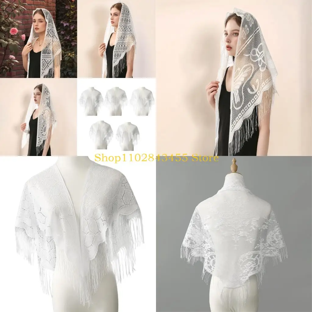 49MC Lace Pattern Scarf Soft Polyester Fabric Shawl Accessory For Women Casual Or Evening Wear