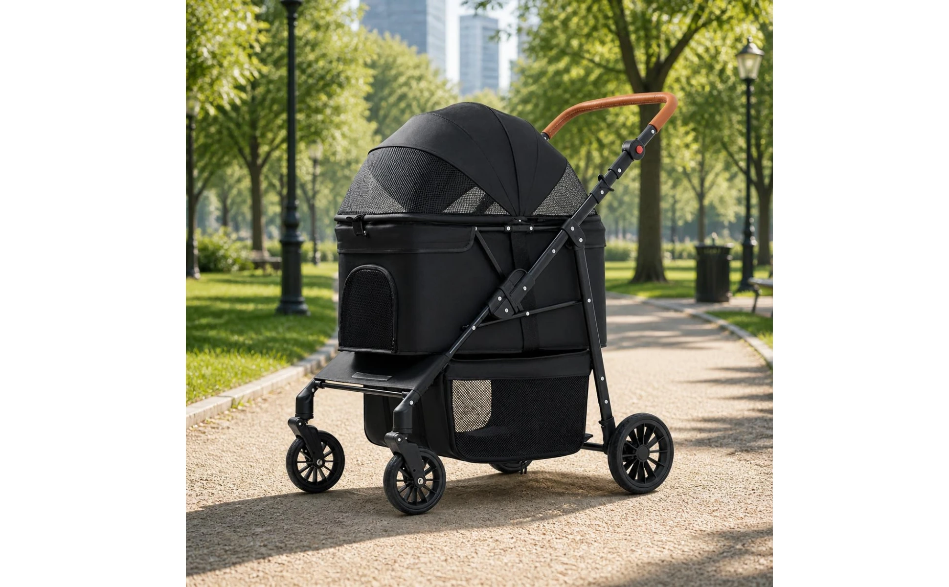 Foldable Pet Stroller Multi-Function Foldable Dog Stroller Large Dog Wagon Breathable Mesh Window Pet Gear Easy to Clean