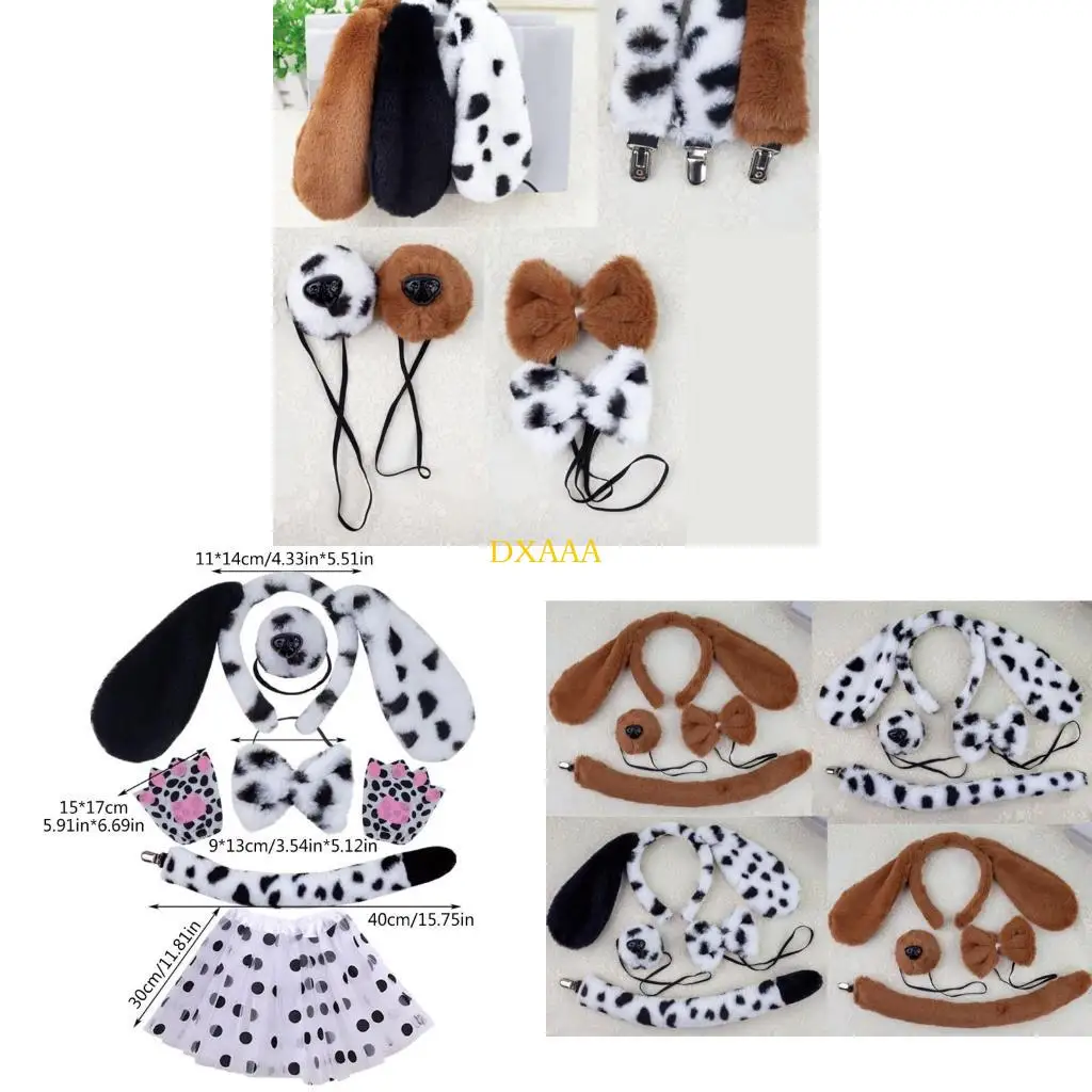 

DXAA Cartoon Dalmatians Costume Cosplay Headband/Tail/Bowtie Theme Party Masquerades Dress Up Kids Spotted Dog Outfit
