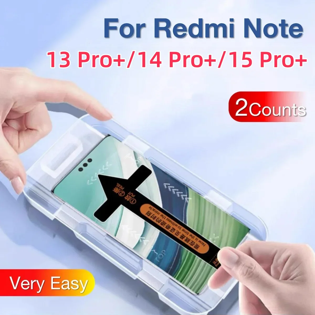 2 قطعة لشاومي ريدمي نوت 15 14 13 برو بلس + نوت 15 ريد مي واقي شاشة زجاجي مقوى مع مجموعة تثبيت