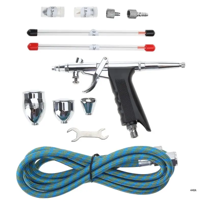 Airbrush Kit Multi-Function Single Action Airbrush Kit for Painting Mini Air Brush Set with 0.38mm 0.5mm Nozzle