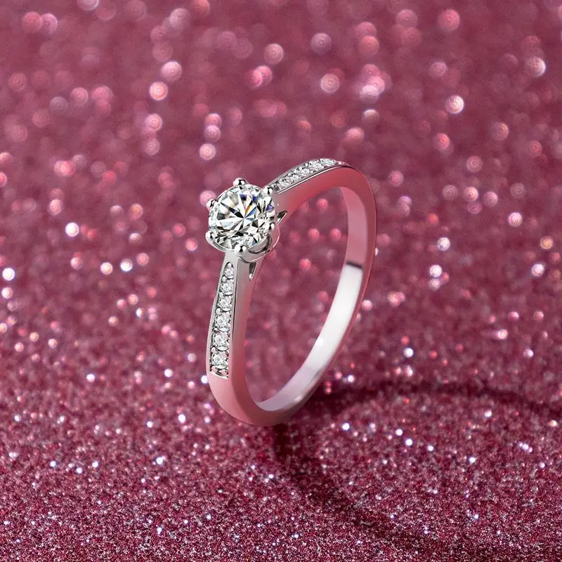Delicate Workplace Six-claw Hearts & Arrows Ring 0.5 Carat For Women, Moissanite PT950 Platinum Low-key Office Jewelry
