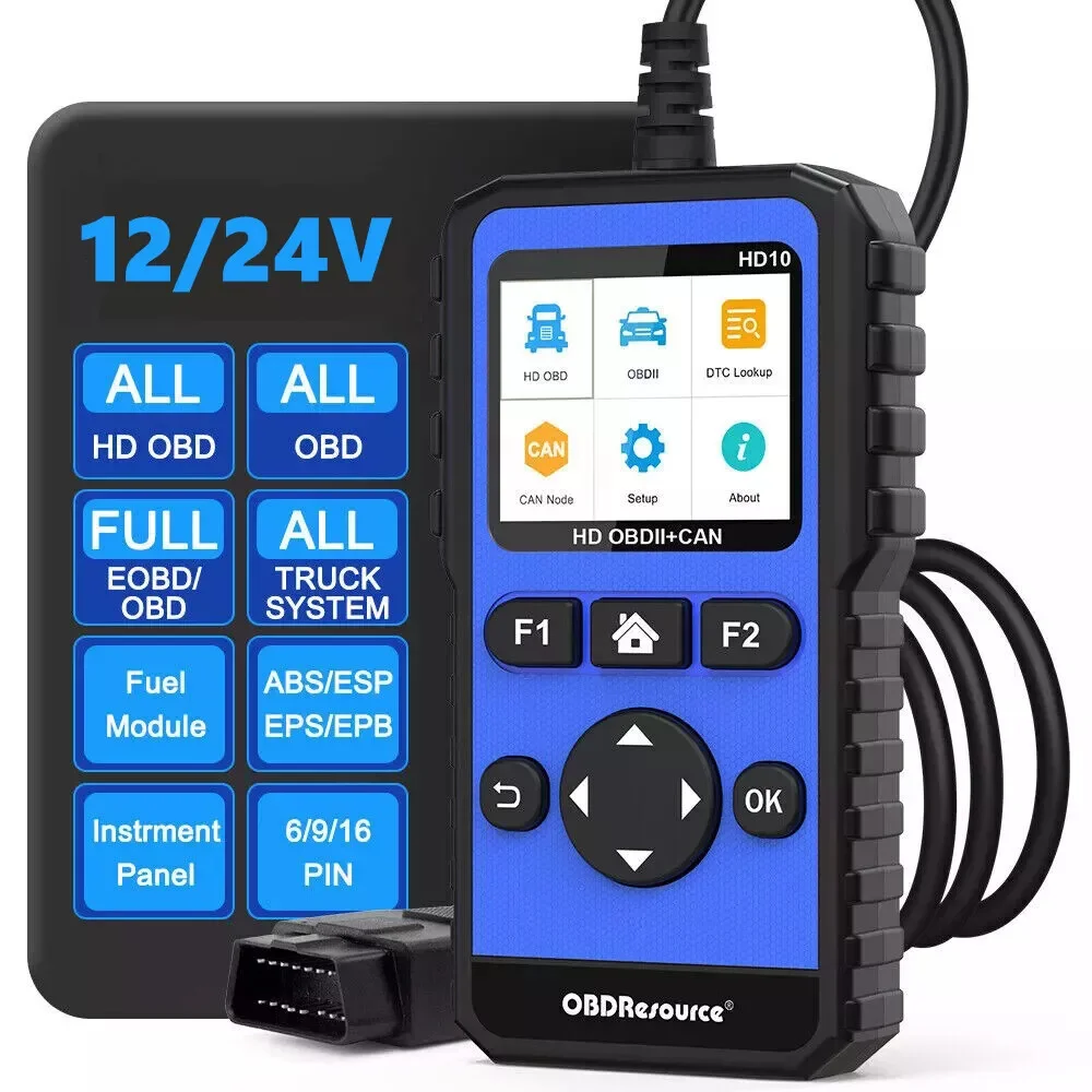 OBDResource Full System Heavy Duty Truck Scanner Tool HDOBD/EOBD/OBD2 Truck And Car 12V 24V 2in1 Car Scanner Diagnostic Tool