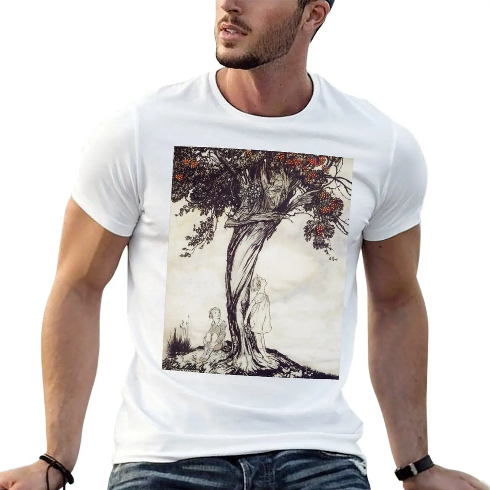 Arthur Rackham: The Hawthorne Tree T-Shirt cotton t shirt man t shirt men 100% cotton luxury brand t shirt man casual T-shirt