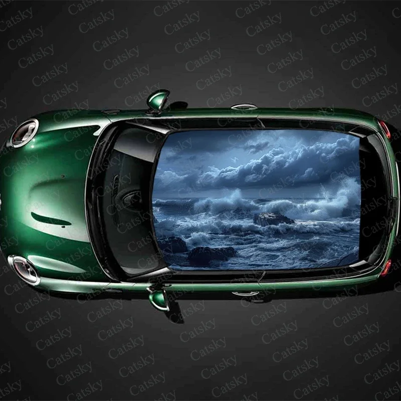 

Ocean Dark Storm Car Roof Sticker Wrap Racing SUV Accessories Packaging Painted PVC Custom Car Graphic Decal