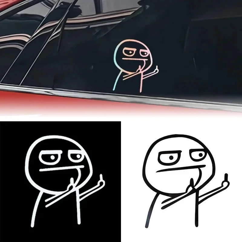 1/2/5pcs Motorcycle Car Cartoon Funny Middle Finger Reflective Car Sticker Bicycle Decal Styling Decor Exterior Accessories