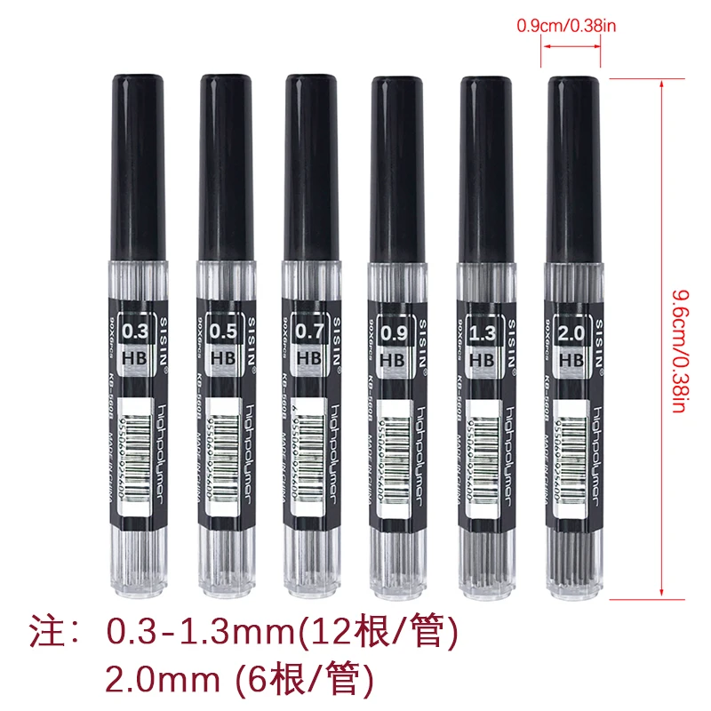 1Box Mechinal Pencil Lead 0.3/0.5/0.7/0.9/1.3/2.0mm HB Refills Leads Art Drawing Automatic Pencil Accessories