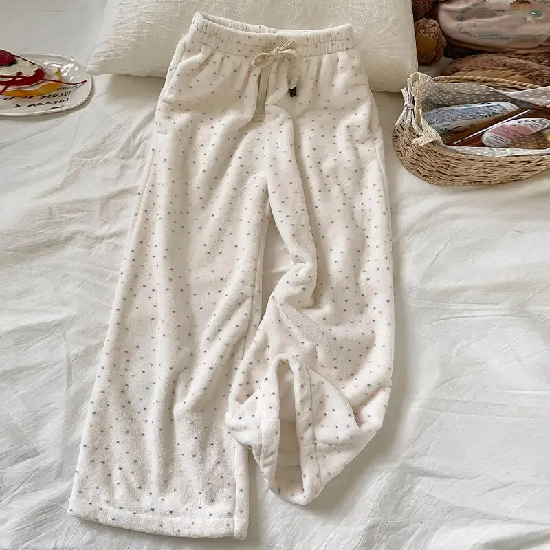 

Hot Flannel Pajama Pants Autumn and Winter Cartoon Sweet Thicken Fashion Leisure Pants Minimalist Home Furnishings New Style Hot