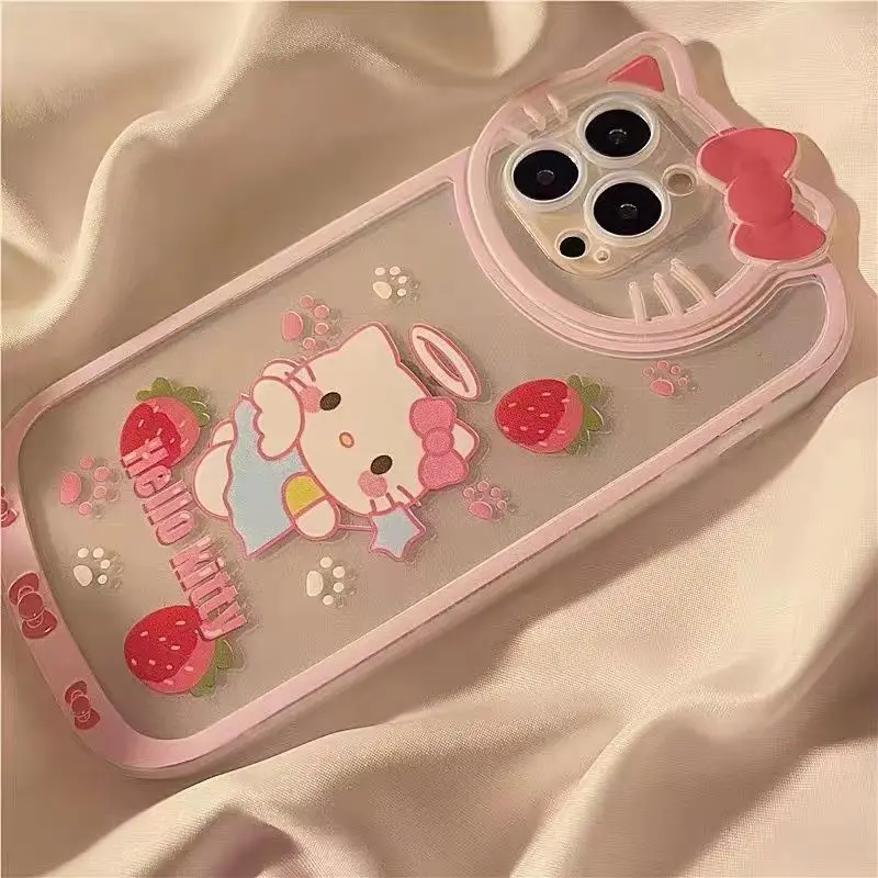 NEW Sanrio Hello Kitty Transparent Cases For iPhone 15 14 13 11 12 Pro Max X XS XR 8 Plus Cartoon Cute Soft Shockproof Cover Y2K