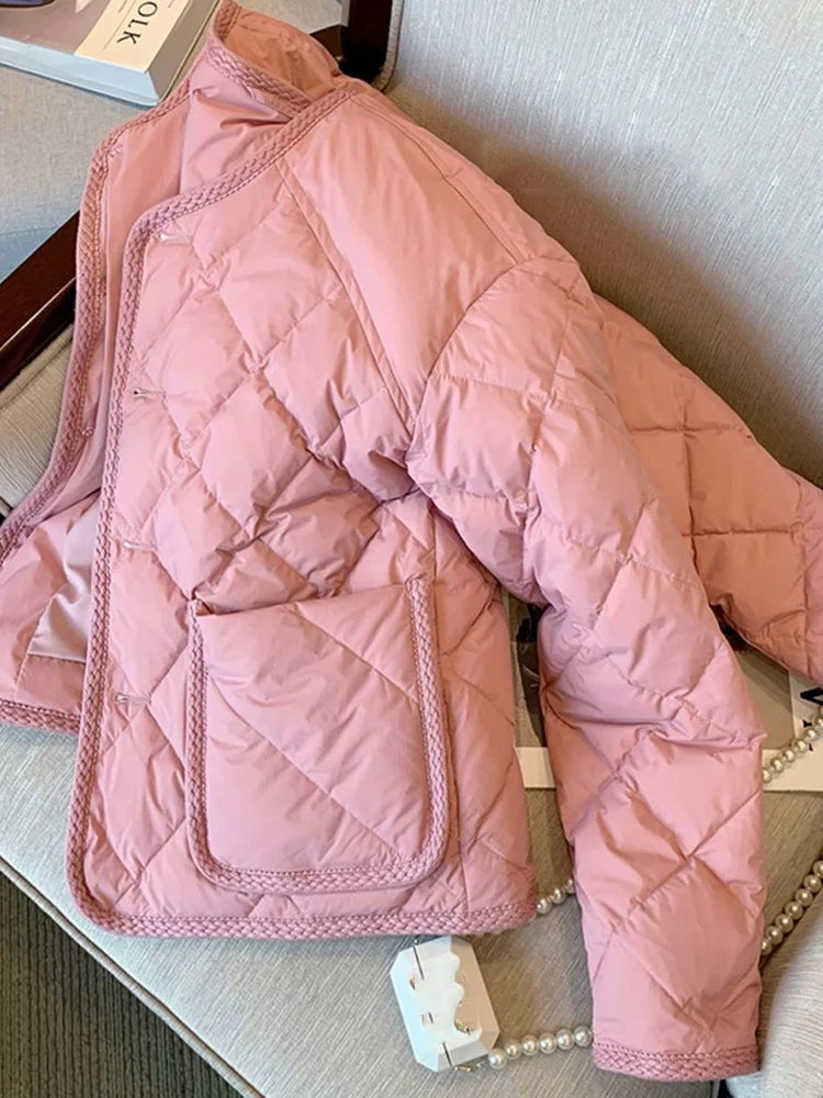 2023 New Cotton Padded Short Parkas Small Fragrance Women Down Jacket Winter Loose Jacket Warm Coat Big Pocket Female Outerwear