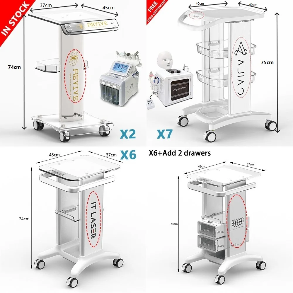 Durable Roll  Plexiglass Beauty Salon Trolley With 4 Wheels