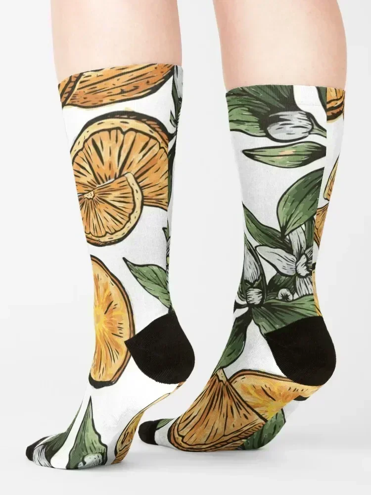 Orange pattern orange Socks Hiking boots anti-slip custom sports Lots Socks Woman Men's