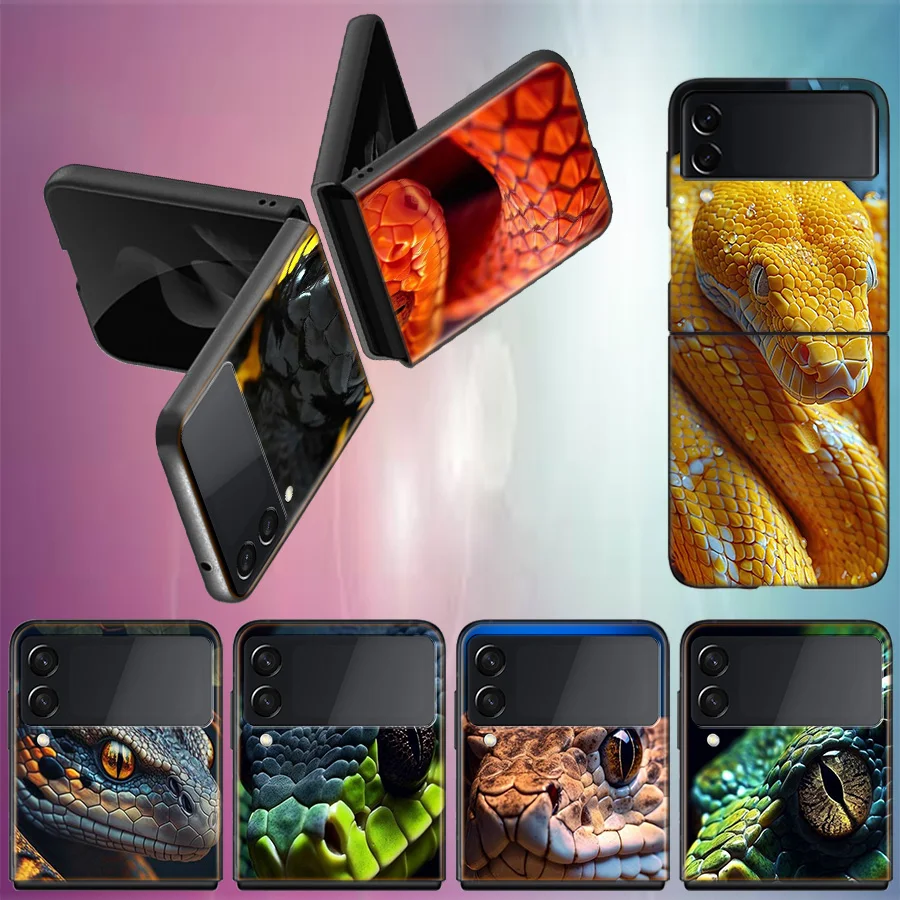 Forest Vipers And Pythons For Samsung Galaxy Z Flip 5 4 3 Case Shockproof Hard Cover For Phone Z Flip 6 5G Z Flip 5 4 5G TPU PC