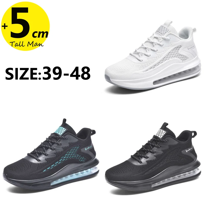 Cushion Sneakers Men Elevator Shoes Height Increase Insole  5CM Sports Man Plus Size 39-48