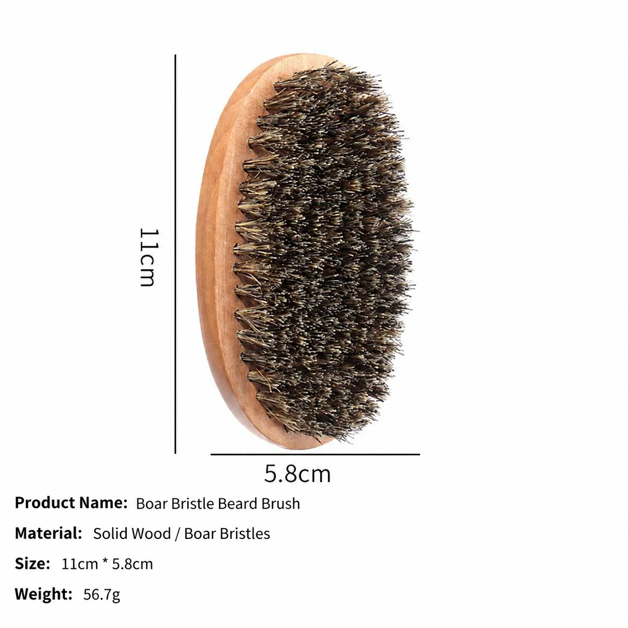 Brosse à cheveux en poils de sanglier pour hommes, peigne portable pour le coiffage de la barbe, outil de massage et de nettoyage du visage pour le rasage et les soins capillaires